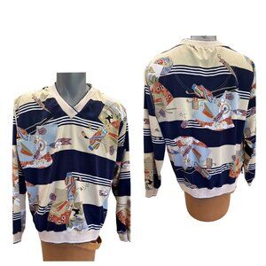 Vintage Marcia Women’s Golf Pullover V Neck , Long Sleeve, Size Large, USA Made